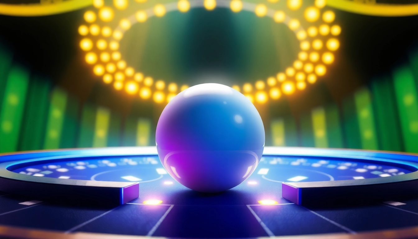 Erleben Sie das aufregende Plinko-Spiel mit einer fallenden Kugel in einem Casino-Setting.