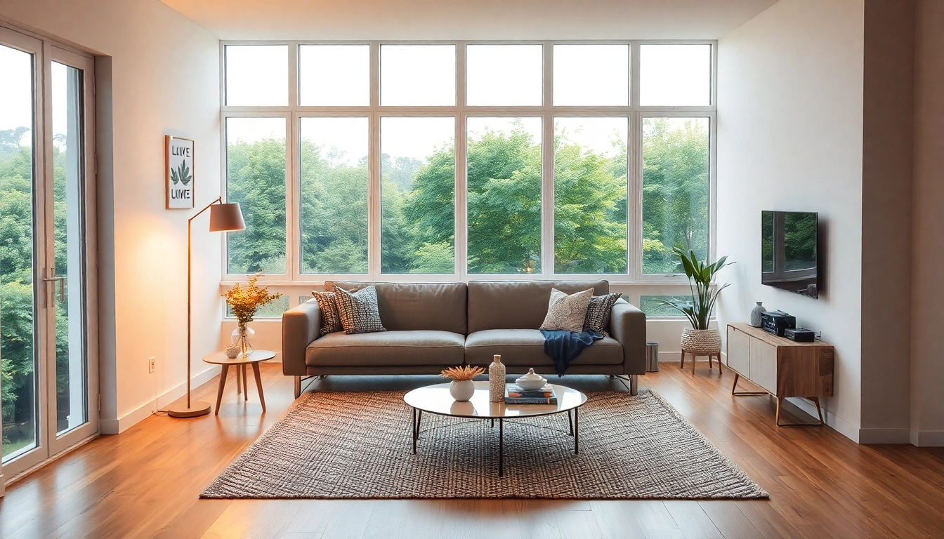 Eine stilvolle Raumgestaltung mit einer harmonischen Sitzgelegenheit und warmer Beleuchtung.