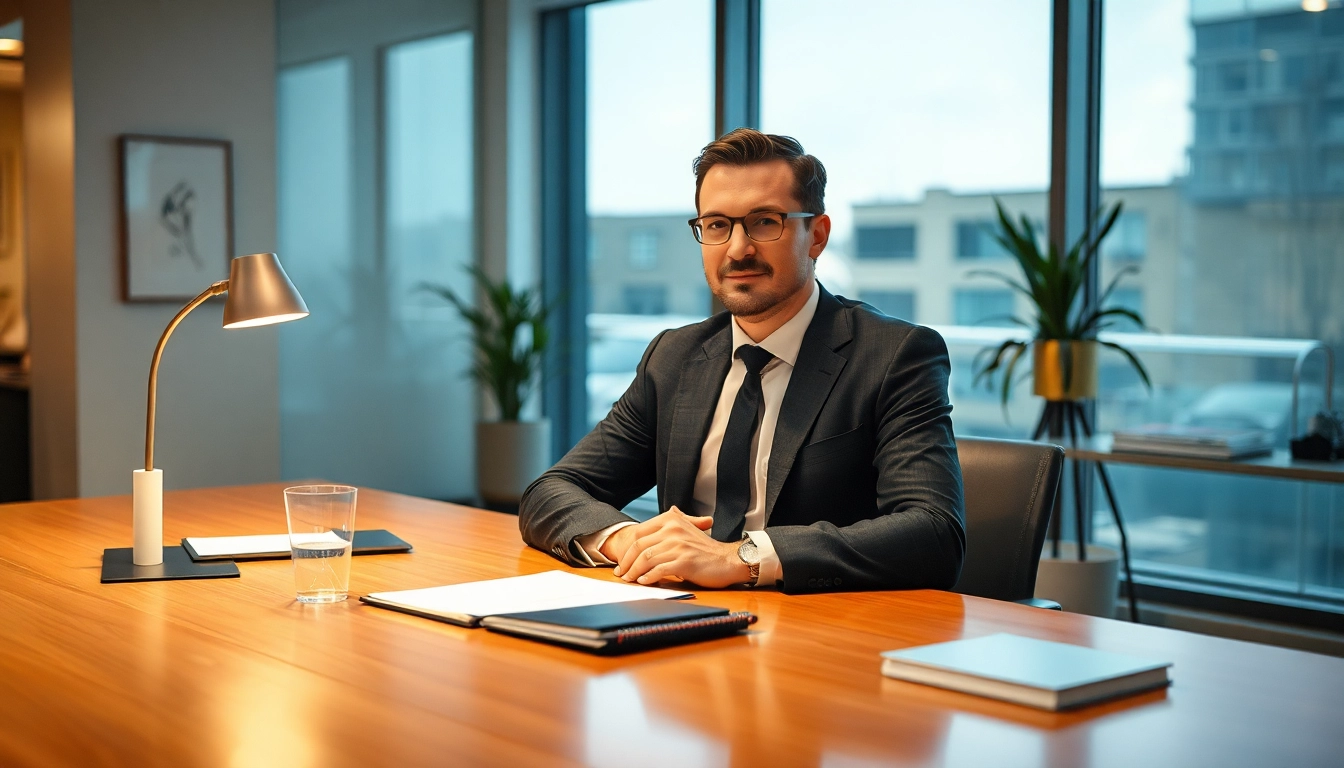 Headhunter Saarbrücken, der in einem modernen Büro an einem Tisch arbeitet und Lebensläufe prüft.