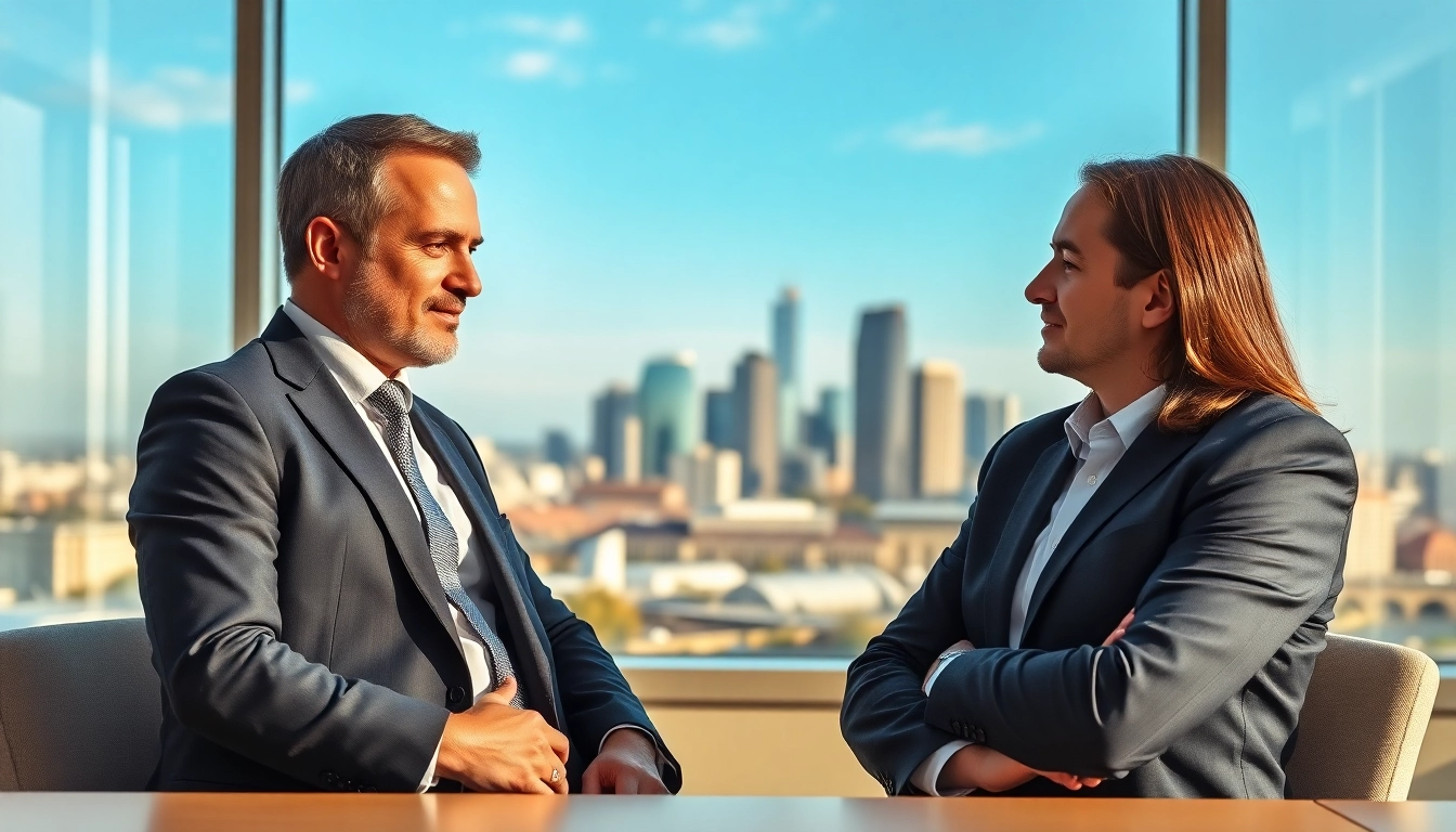 Headhunter Frankfurt im Gespräch mit einem Jobkandidaten in einem modernen Büro.