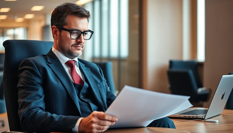 Professioneller Headhunter Hannover prüft Bewerbungen in modernem Büro.