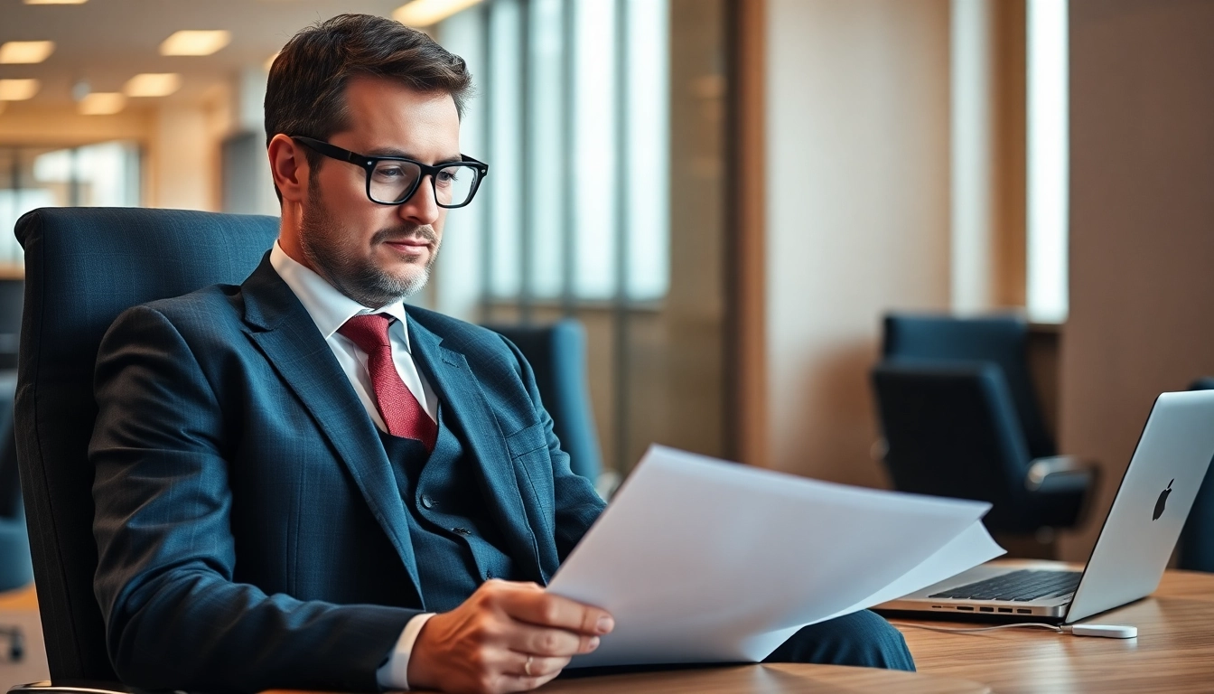 Professioneller Headhunter Hannover prüft Bewerbungen in modernem Büro.