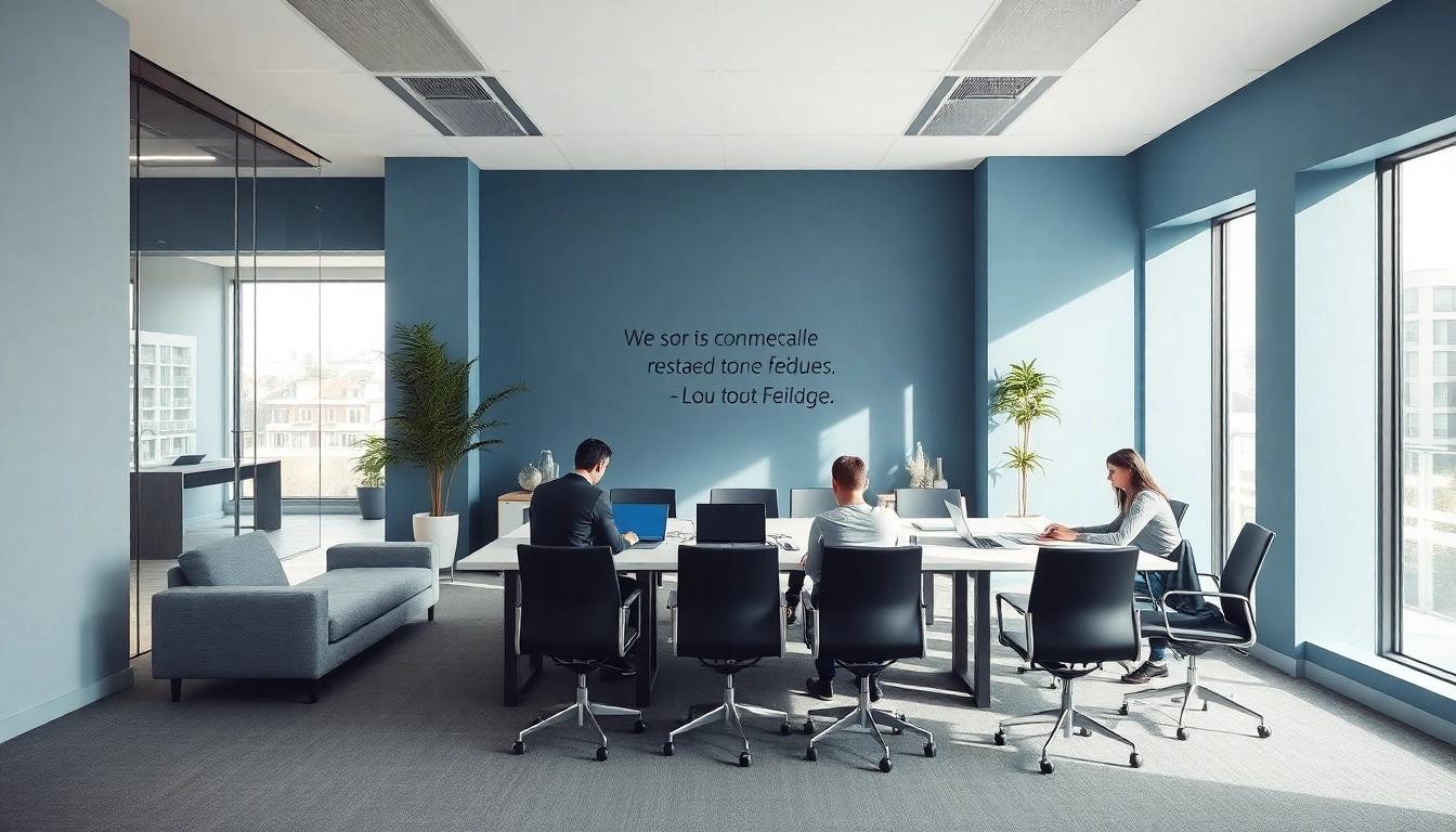 Professionelles Büro einer Headhunter Agentur mit modernen Möbeln, inspiriert von Geschäftsdiskussionen.