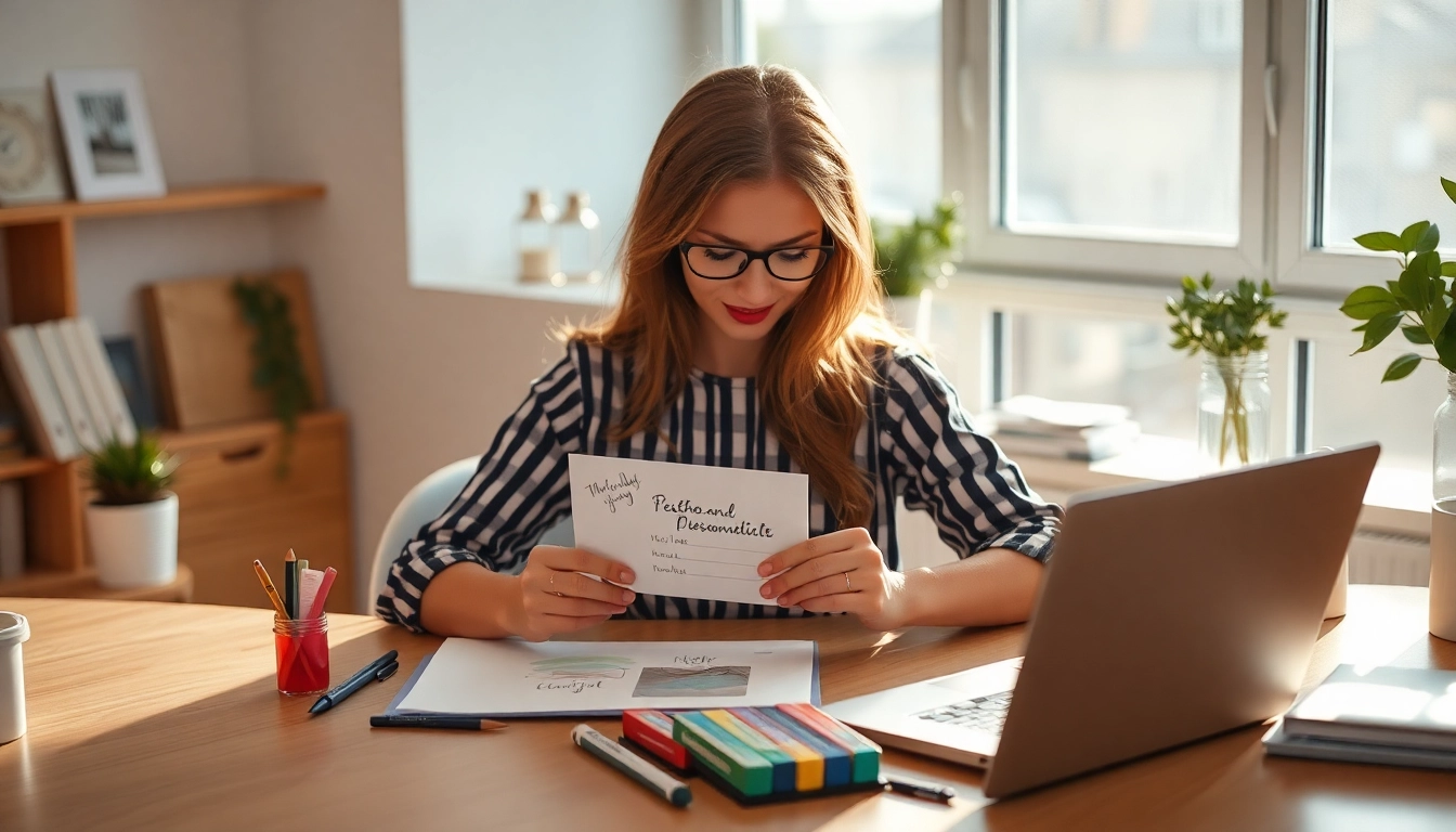 Gestalten Sie persönlich eine Postkarte für den Kartenversand in einem hellen Arbeitsbereich.