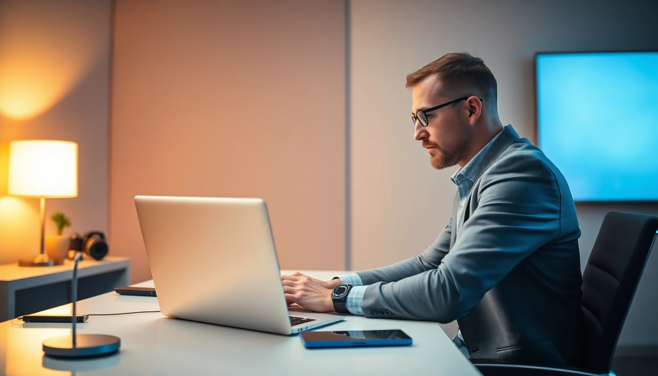 Professioneller Headhunter IT bei der Arbeit am Schreibtisch, vertrauensvolles Recruiting.