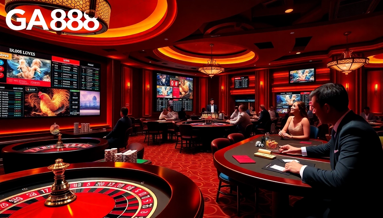 Place bets and experience thrilling live matches at GA888 with engaging visuals and vibrant casino elements.