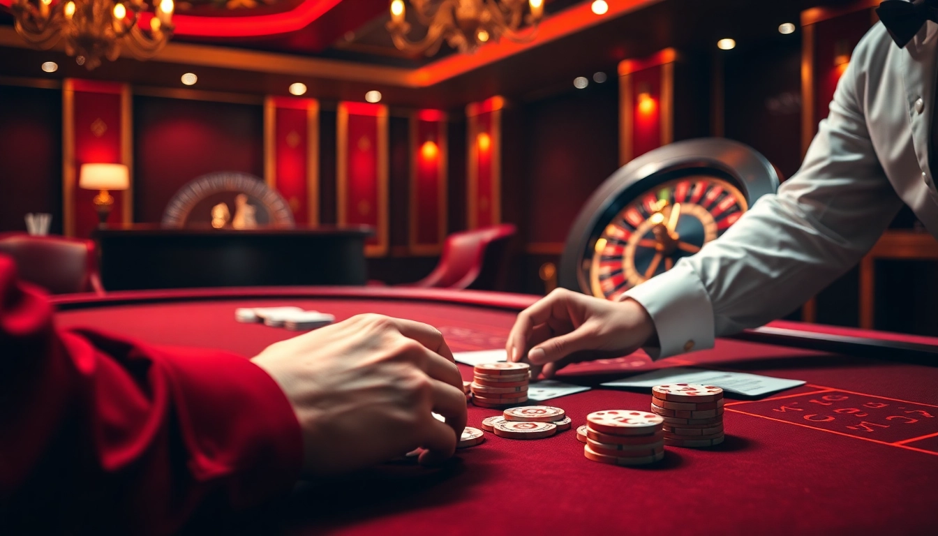 Engaging in Đăng Ký LC88 at a luxurious casino table with poker chips and cards.