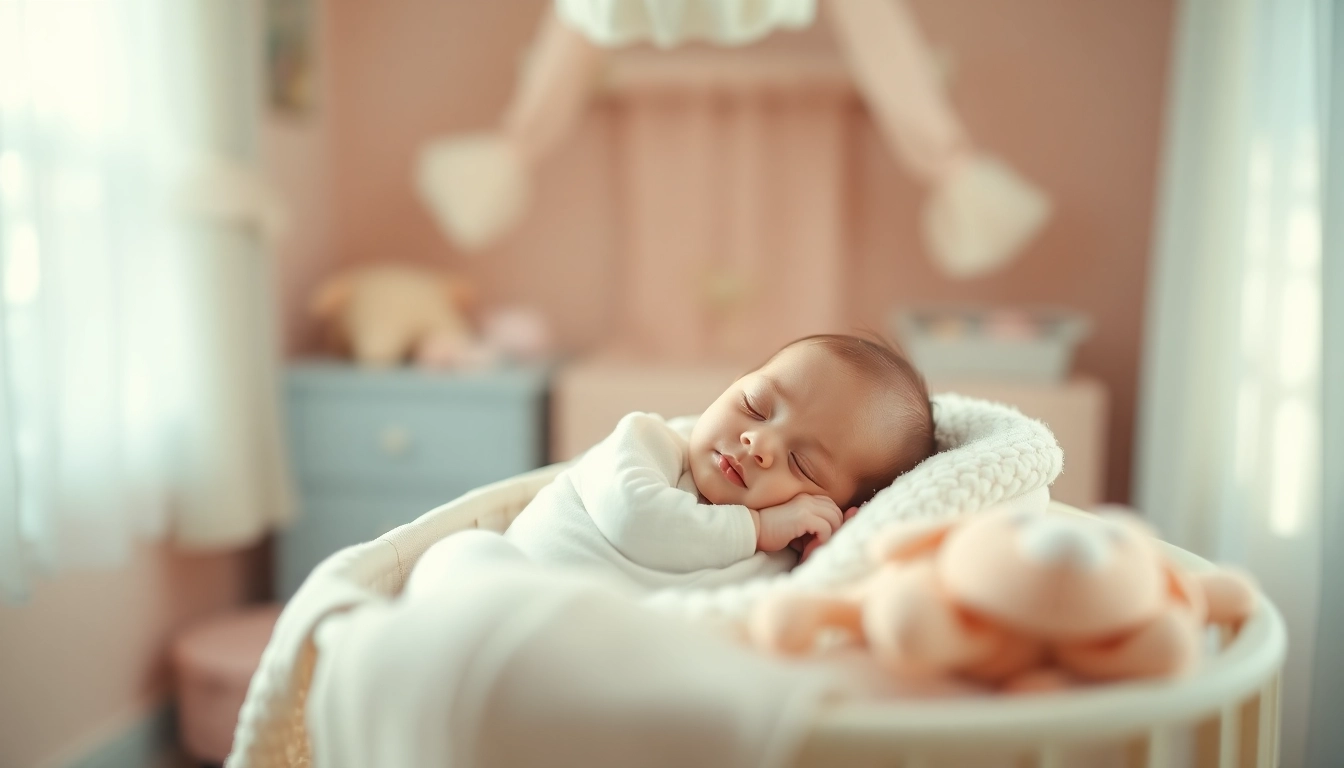 Babyfotografie eines schlafenden Neugeborenen in einem liebevoll gestalteten Kinderzimmer.