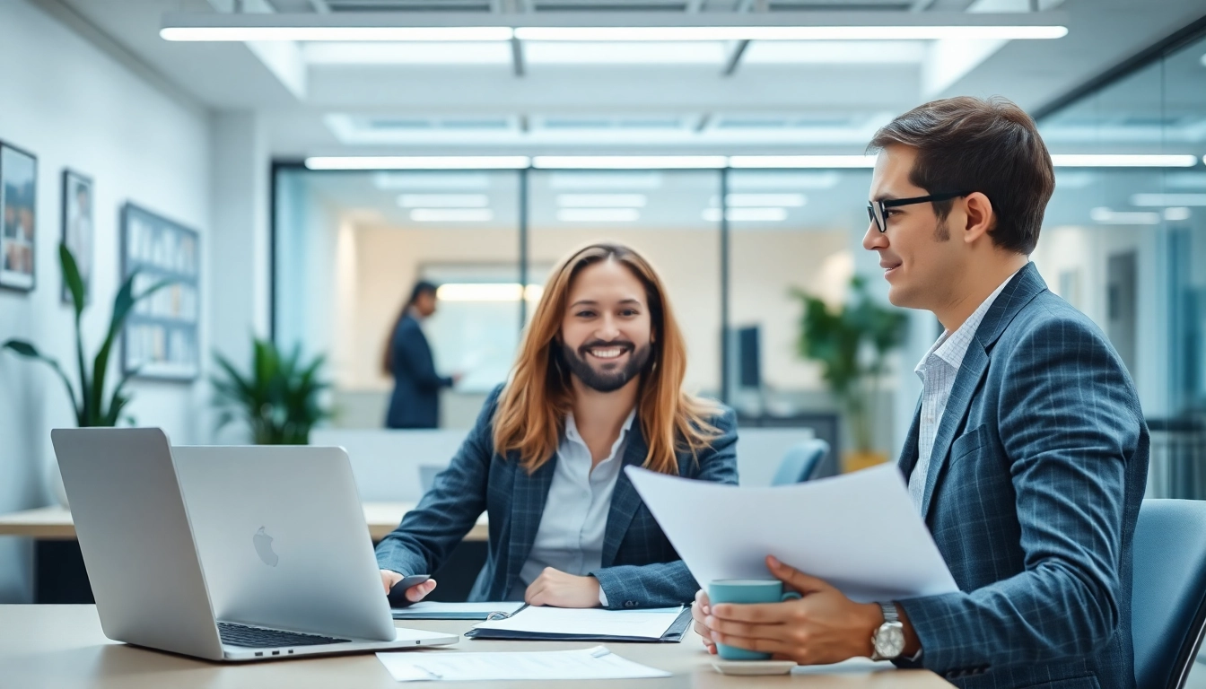 Headhunter Schweiz bei einem Gespräch mit einem Kandidaten in einem modernen Büro.