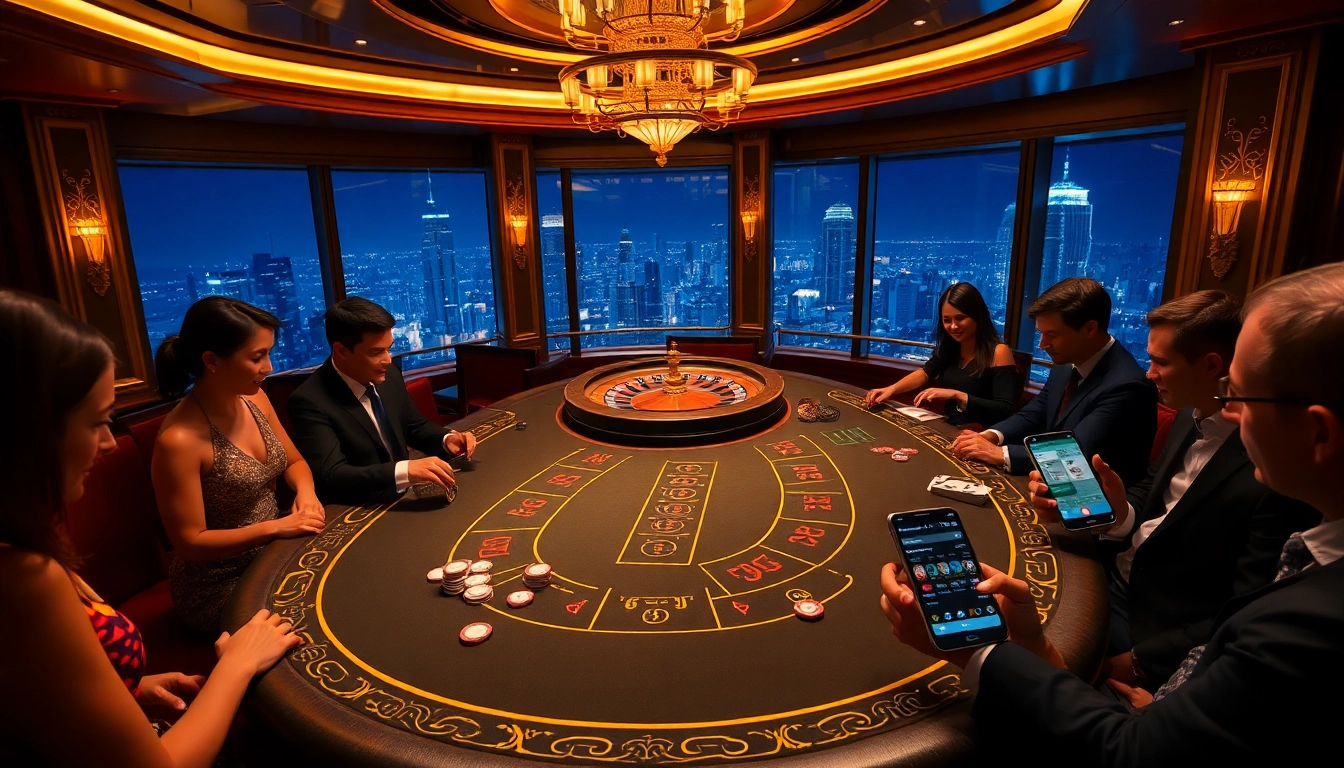 Experience the thrill of f8bet gaming at a luxurious casino table with excited players.