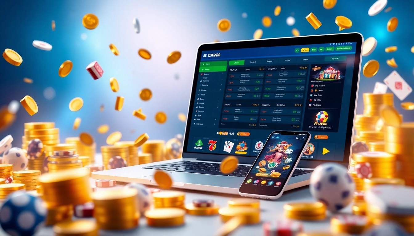 Experience the excitement of online gambling with CM88's modern interface on devices.