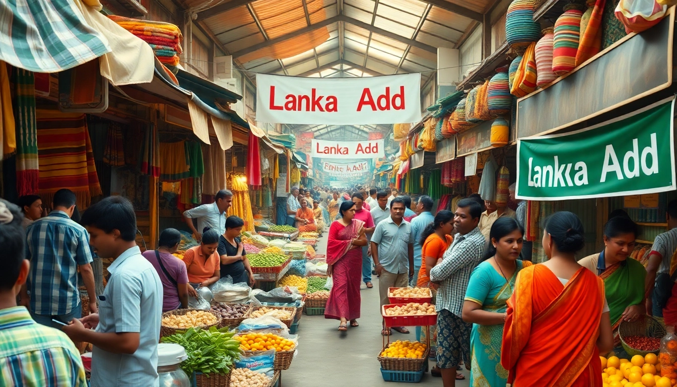 Lanka Add vibrant marketplace scene showcasing local vendors and community engagement.