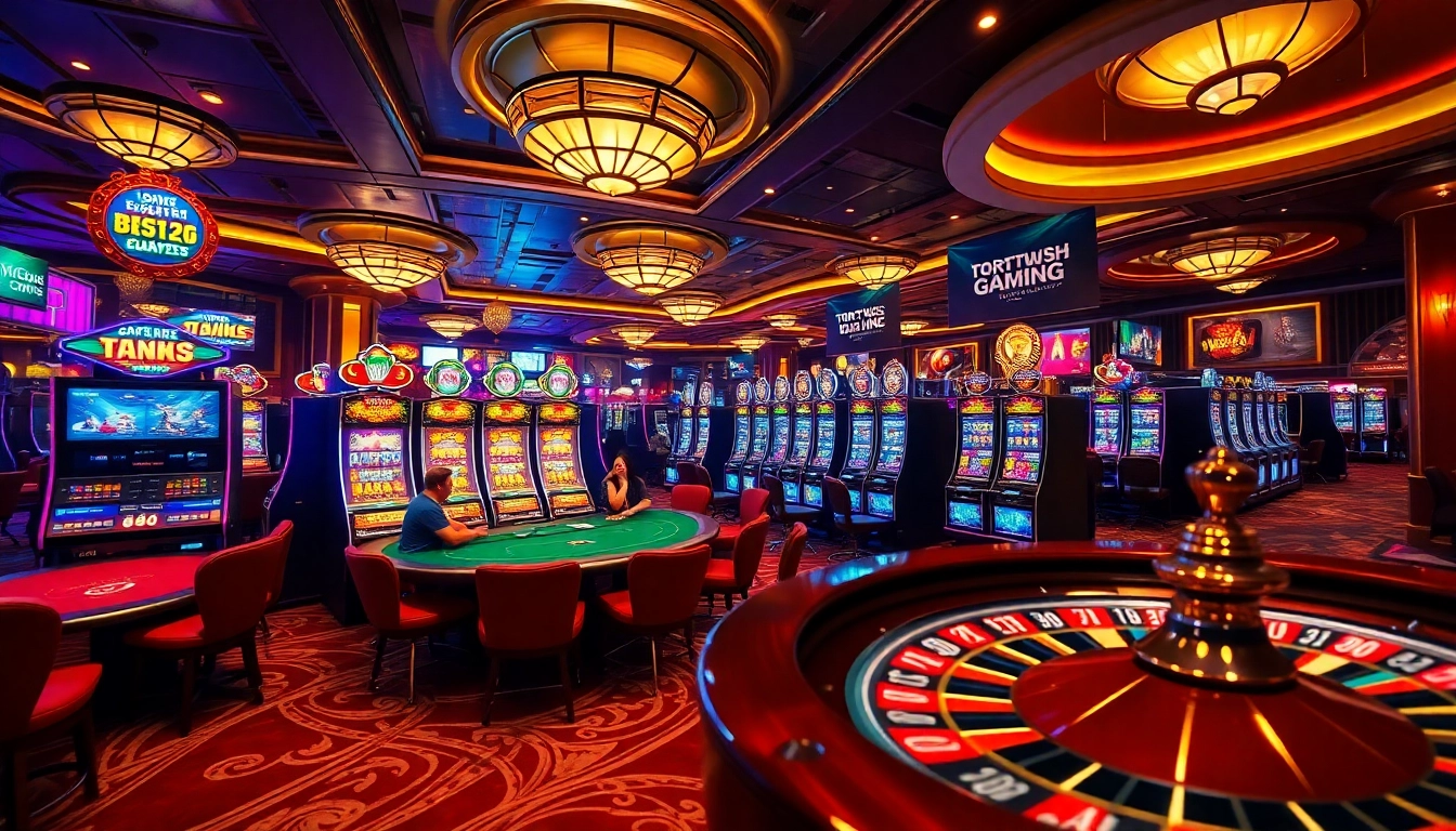 Nohu uy tín highlighted in a vibrant casino scene featuring a roulette wheel and engaging players.