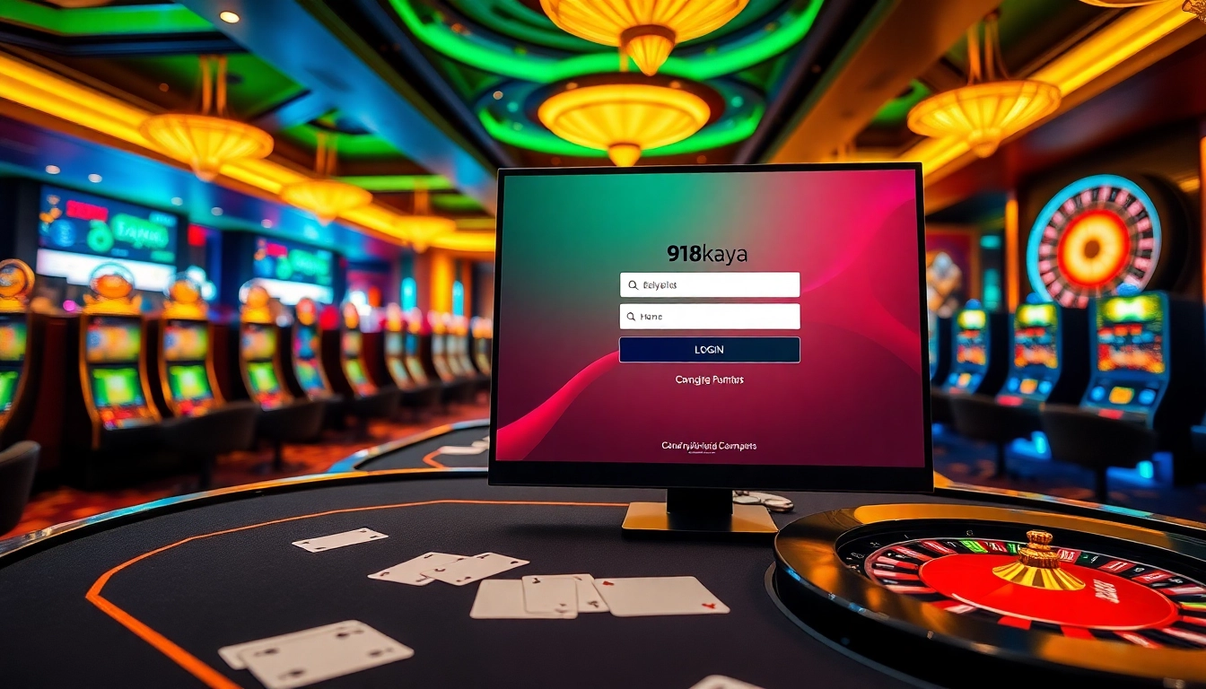 Experience the excitement of 918kaya Login with vibrant casino visuals that depict online gaming.