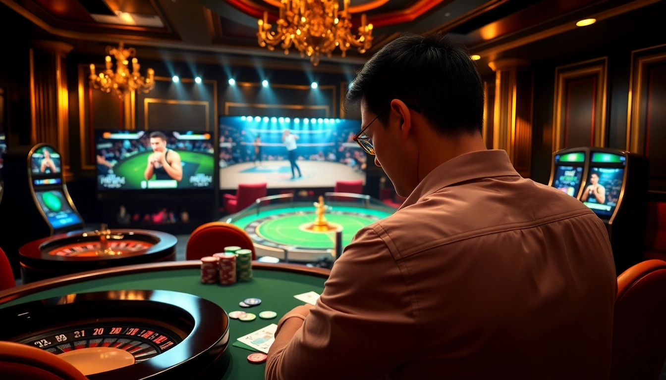 Engaging live decor of đá gà trực tiếp betting experience with vibrant casino atmosphere.