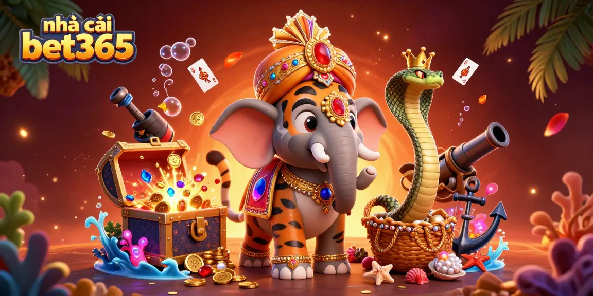 Engage with nhà cái bet365 through a vibrant 3D casino illustration showcasing diverse gaming elements.