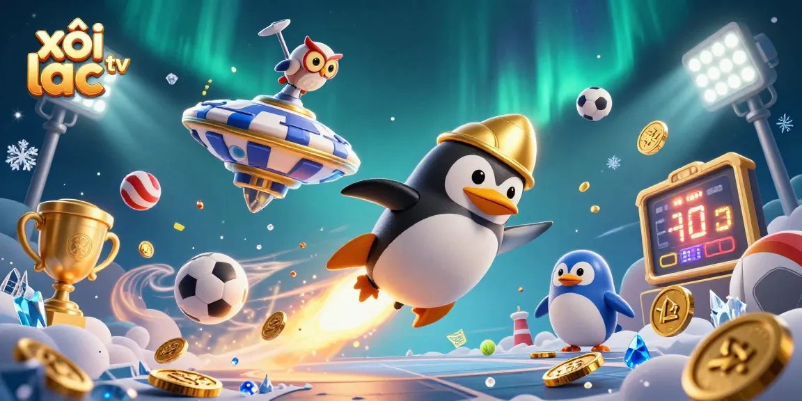 Experience thrilling sports betting action with xôi lạc tv as the golden penguin blasts through vibrant casino elements.