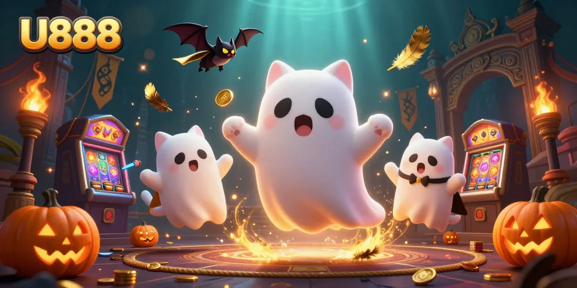 Engage with U888’s exciting gaming world, featuring vibrant characters in a haunted casino.