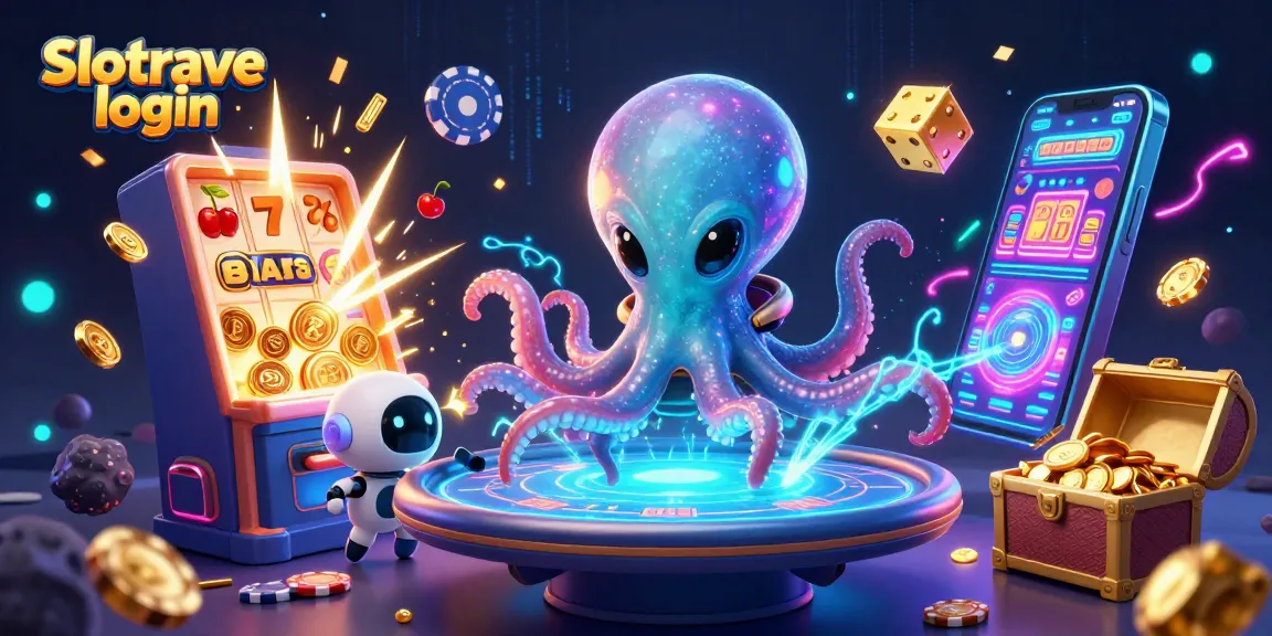 Engage with Slotrave login surrounded by a vibrant alien casino scene bursting with winnings.