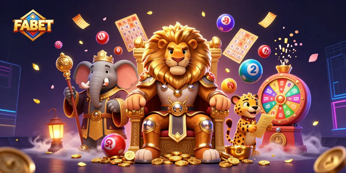Engage with FABET in a vibrant, detailed 3D casino illustration showcasing gaming excitement.